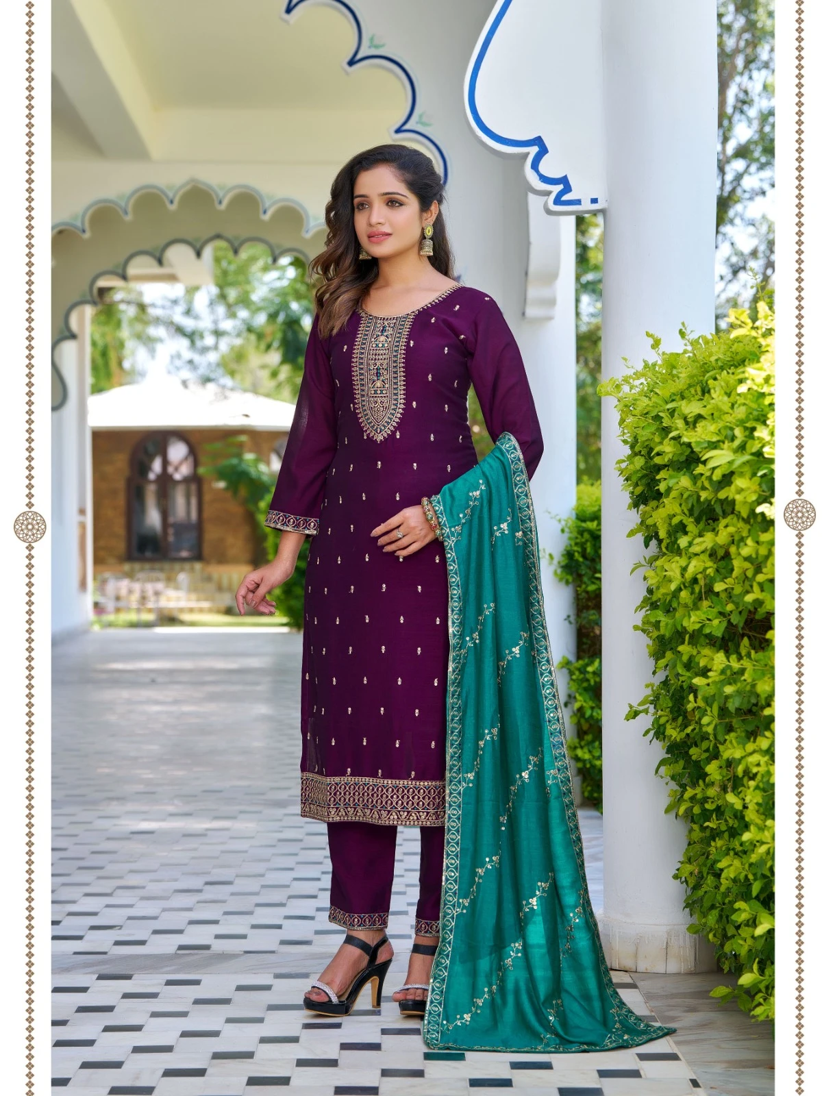 Aanchi Doori Vichitra Wholesale Readymade Salwar Suit Catalog — Wholesale Salwar Suits, Aanchi wholesale from Surat - Gallery Image 4